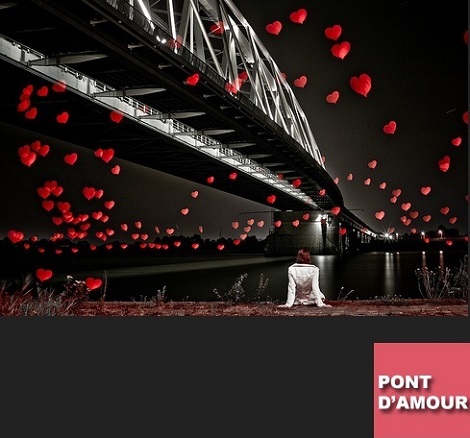 Pont d Amour - foto brug  tussen twee oevers of wig tussen twee matrassen ,dicht bij elkaar liggen